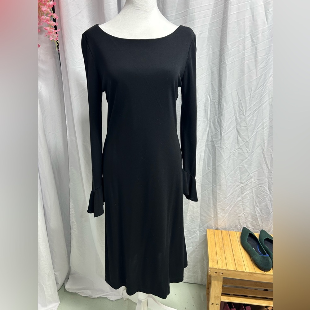 Ralph Lauren Ruffle Sleeve Black Dress